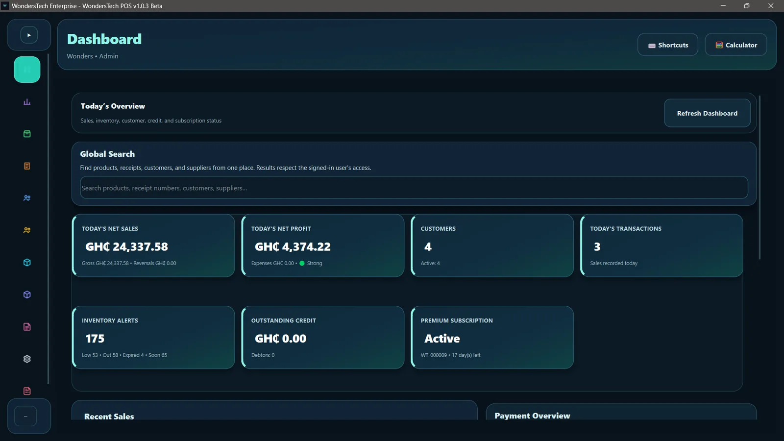 WondersTech POS Dashboard
